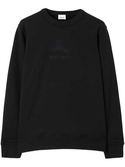 Burberry Embroidered Ekd Cotton Sweatshirt In Black