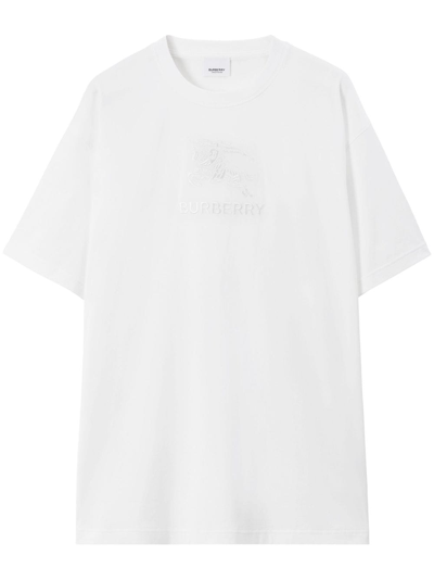 Burberry Embroidered Oak Leaf Crest Cotton T-shirt In White
