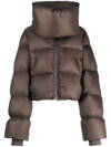 Rick Owens Hooded Jacket Duvet Cropped With Hoodie Coats Brown In Brown