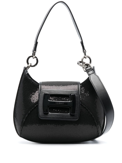 Hogan H-bag Leather Shoulder Bag In Black