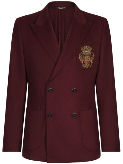 Dolce & Gabbana Embroidered-crest Blazer In Red