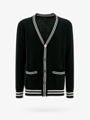 Balmain Black Cardigan With Striped Trim And Branded Buttons In Wool Blend Man In Black