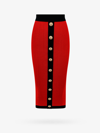 Balmain Red Knitted Midi Skirt With Buttons In Red