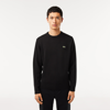 Lacoste Classic Fit Merino Wool Crewneck Sweater In Black