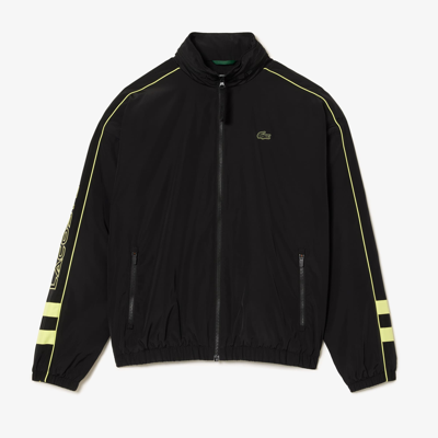 Lacoste Contrast Detail Water Resistant Zipped Taffeta Jacket - 62 - 2xl In Black