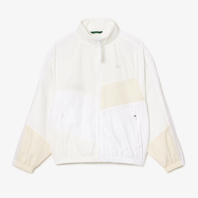 Lacoste Short Oversized Water Resistant Patchwork Jacket - 54 - L In White