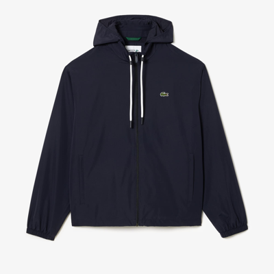 Lacoste Short Water-resistant Jacket With Removable Hood - 62 - 2xl In Navy Hde