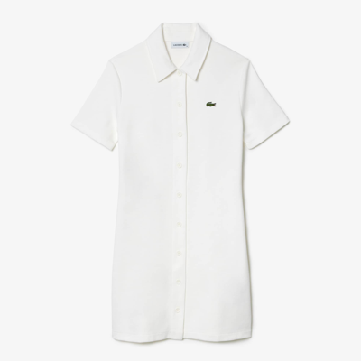 Lacoste Womenâs Organic Cotton Polo Dress - 42 In White