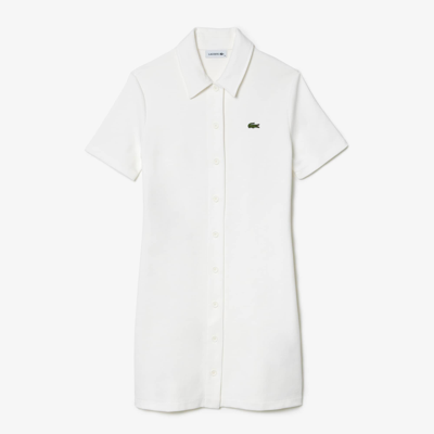 Lacoste Women's Heavy Piqué Buttoned Polo Dress - 38 In White