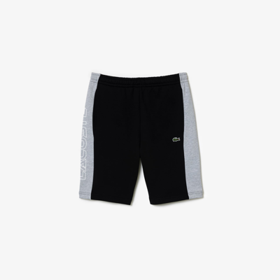 Lacoste Printed Unbrushed Fleece Colorblock Shorts - Xl - 6 In Black