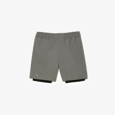 Lacoste Menâs Two-tone Sport Lined Shorts - 4xl - 9 In Grey