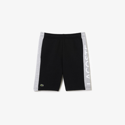 Lacoste Kids' Striped Organic Cotton Shorts - 6 Years In Black