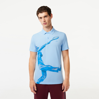 Lacoste Men's Ultralight Printed  Movement Polo - M - 4 In Blue