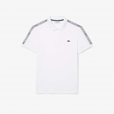 Lacoste Men's Regular Fit Logo Stripe Stretch Cotton Polo - Xxl - 7 In White