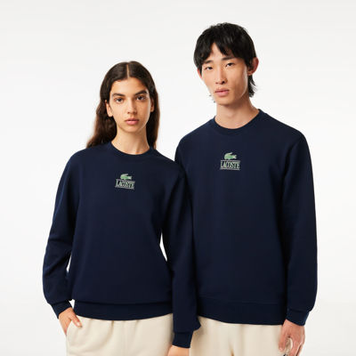 Lacoste Signature Print Jogger Sweatshirt - M In Blue