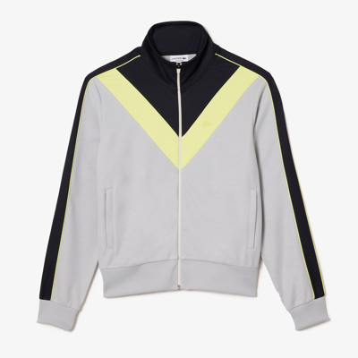 Lacoste Men's Colorblock Ripstop Piqué Zip-up Sweatshirt - L - 5 In Grey