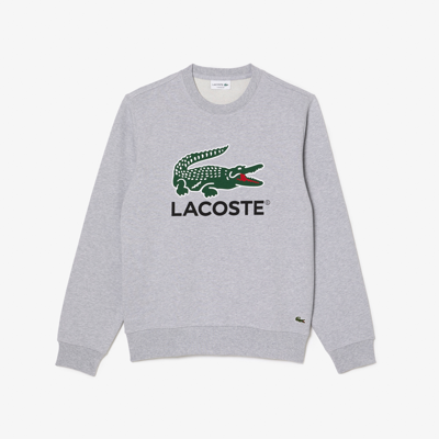 Lacoste Classic Fit Cotton Fleece Sweatshirt - L - 5 In Grey