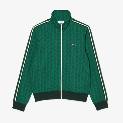 Lacoste Paris Jacquard Monogram Zipped Sweatshirt - Xxl - 7 In Green