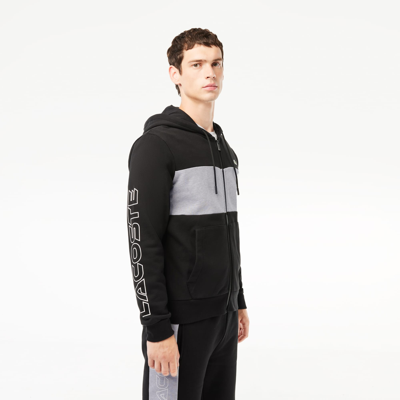 Lacoste Zipped Colorblock Jogger Hoodie - Xl - 6 In Black