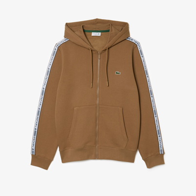Lacoste Men's Classic Fit Branded Stripes Zip-up Hoodie - 4xl - 9 In Brown