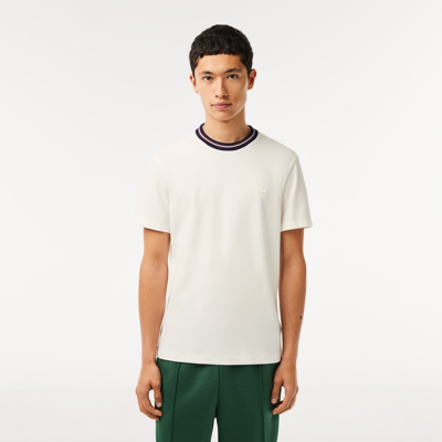 Lacoste Men's Stripe Collar Stretch Piquã© T-shirt - 4xl - 9 In White