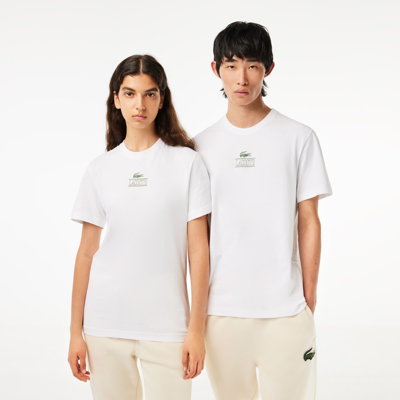 Lacoste Regular Fit Cotton Jersey Branded T-shirt In White