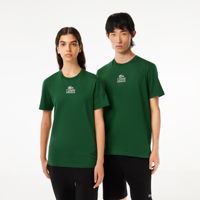 Lacoste Regular Fit Cotton Jersey Branded T-shirt In Green