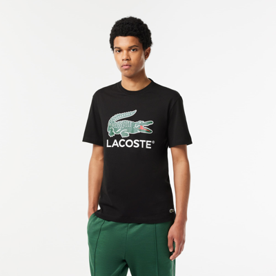 Lacoste Cotton Jersey Signature Print T-shirt - 4xl - 9 In Black