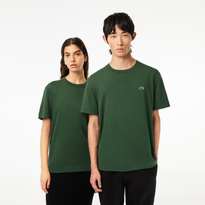 Lacoste Unisex Crew Neck Organic Cotton T-shirt - Xs In Green