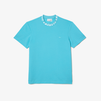 Lacoste Men's Regular Fit Branded Collar T-shirt - Xxl - 7 In Blue