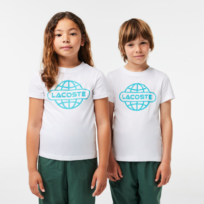 Lacoste Cotton Jersey Planet Print T-shirt - 8 Years In White