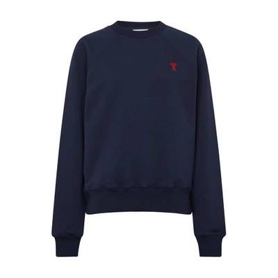 Ami Alexandre Mattiussi Relaxed-fit Cotton Sweatshirt With Embroidered Heart In Black