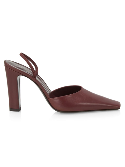 The Row Slingback Leather Pumps In Bordeaux