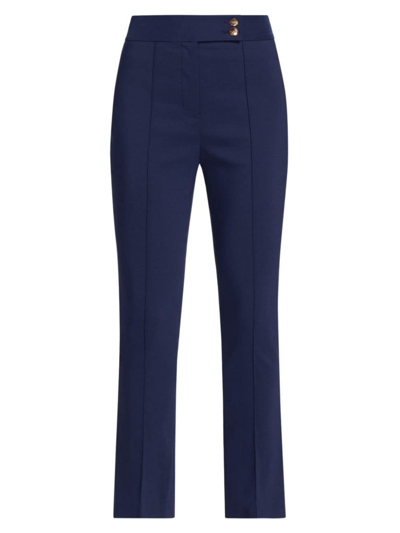 Veronica Beard Women's Dell Pin-tucked Straight Crop Pants In Marine