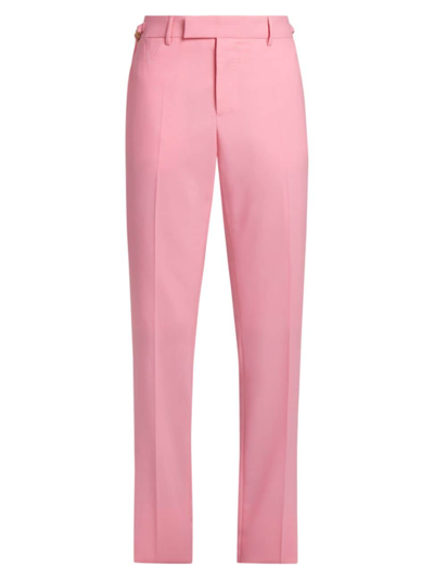 Versace Formal Wool Canvas Trousers In Pink