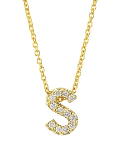 Roberto Coin Tiny Treasures Diamond & 18k Yellow Gold Initial Necklace In Initial S