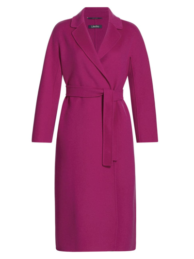 Max Mara Women's Esturia Belted Wool Long Coat In Fuchsia