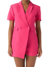 Endless Rose Women's Short Sleeve Blazer Romper In Fuchsia