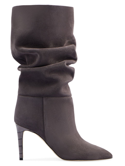 Paris Texas 90mm Heeled Suede Boots In Grey