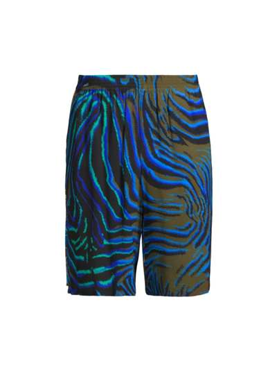 Versace Men's Tiger & Wildflower Print Swim Shorts In Khaki Multicolor