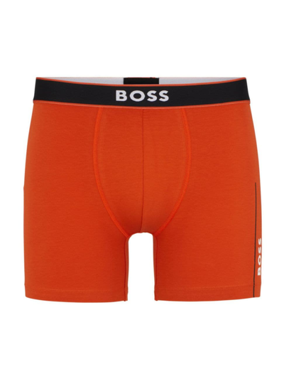 Hugo Boss Stretch-cotton Boxer Briefs With Stripes And Logos In Multi