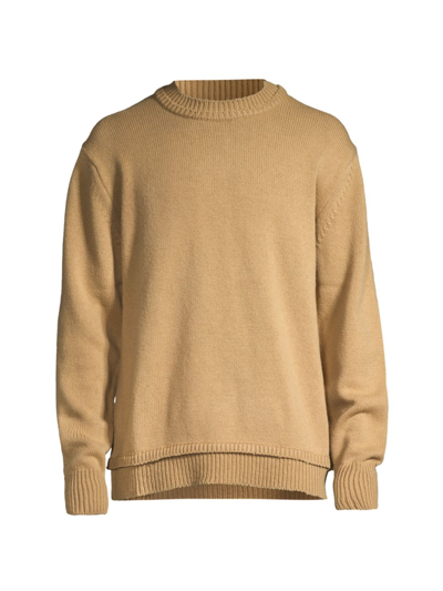 MAISON MARGIELA MEN'S WOOL & LINEN-BLEND CREWNECK SWEATER