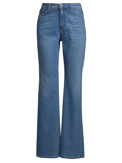 Weekend Max Mara Logo Patch Loose Fit Jeans In Blue