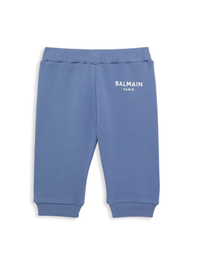 Balmain Baby Boy's Logo Cotton Sweatpants In Blue
