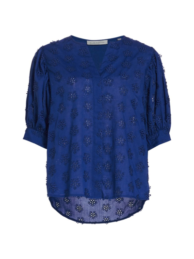 Elie Tahari Women's Marissa Textured Eyelet Blouse In Blue