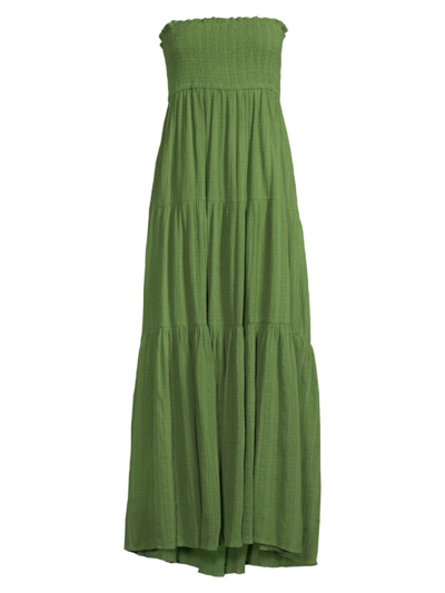 Veronica Beard Women's Mckinney Strapless Cotton Maxi Dress In Green