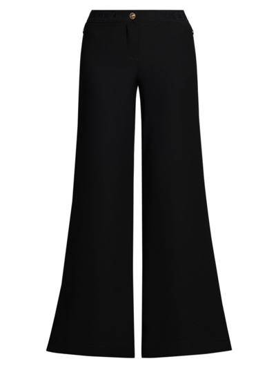 Versace Jeans Couture Logo Band Wide-leg Pants In Black