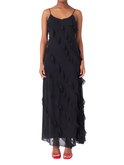 Endless Rose Women's Slip Ruffled Dress In Black