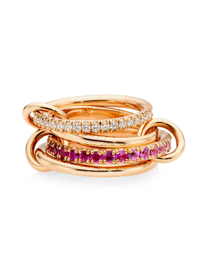 Spinelli Kilcollin Women's Saks Ombré Exclusive 18k Rose Gold, 1.85 Tcw Diamond & Pink Sapphire Linked Rings