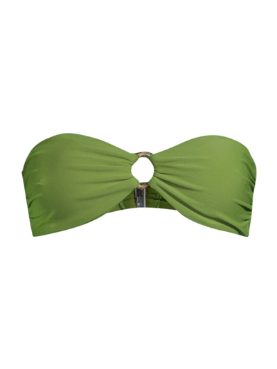 Veronica Beard Carper Ring-embellished Bandeau Bikini Top In Leaf Green